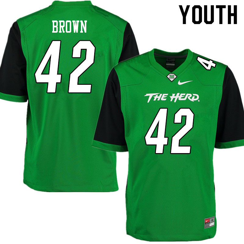Youth #42 Eric Brown Marshall Thundering Herd College Football Jerseys Sale-Gren - Click Image to Close